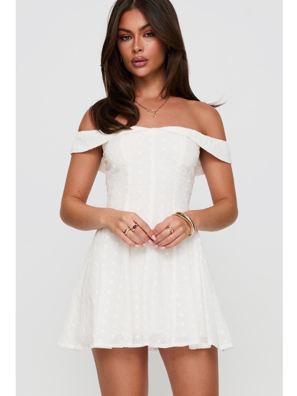 Princess Polly Rosebud Broderie Off the Shoulder Minidress NWT - Picture 2 of 11